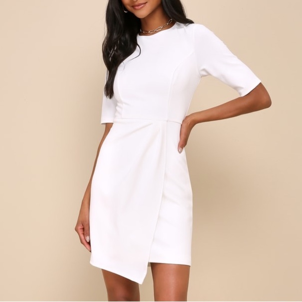 Lulus Westwood White Half Sleeve Sheath Dress